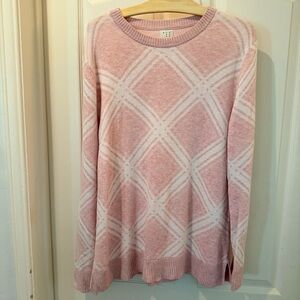 A new day - Light Pink Plaid Knit Top